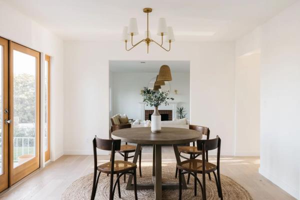 round dining room rug under round table