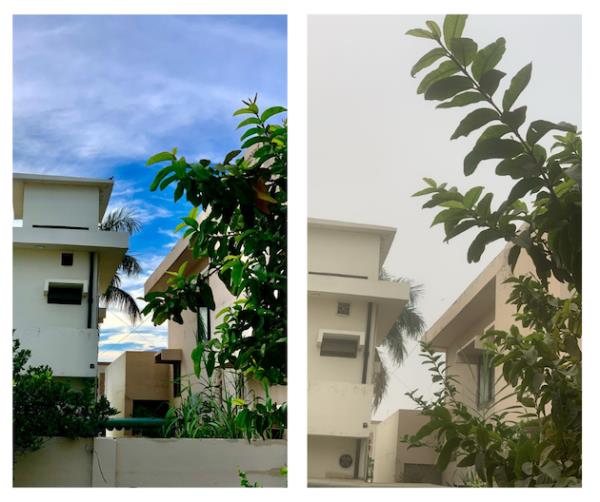 These two photos are taken at the same place, the clear blue sky was taken in September 2023 and the sepia skies in November 2024. Courtesy: Zaeema Naeem